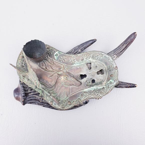 Vintage Copper Inkwell, Metal Inkwell, Outdoor Lovers, Deer Elk Stag Hunter Gift - Picture 1 of 10